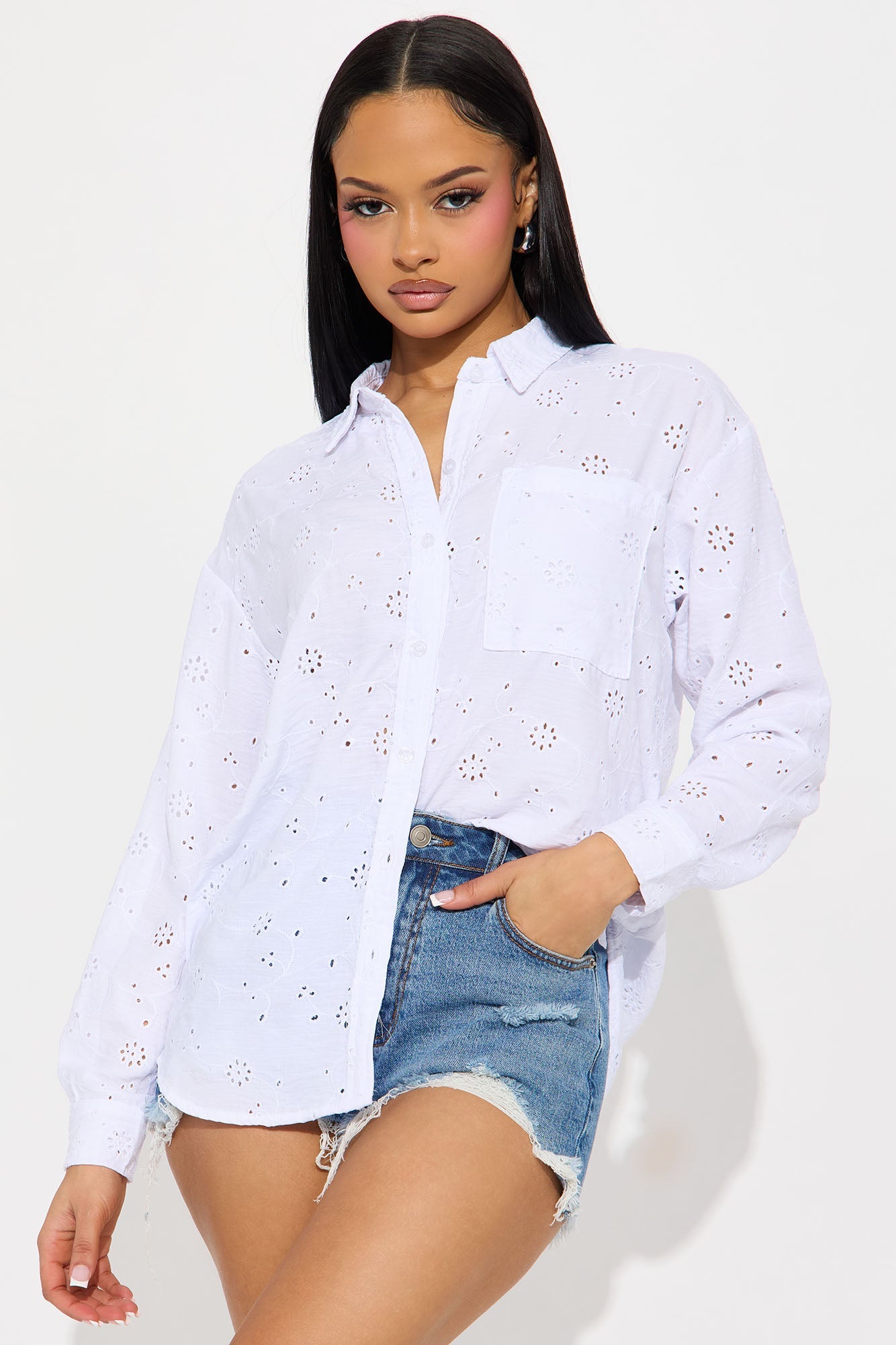 Life Is Breezy Eyelet Shirt - White