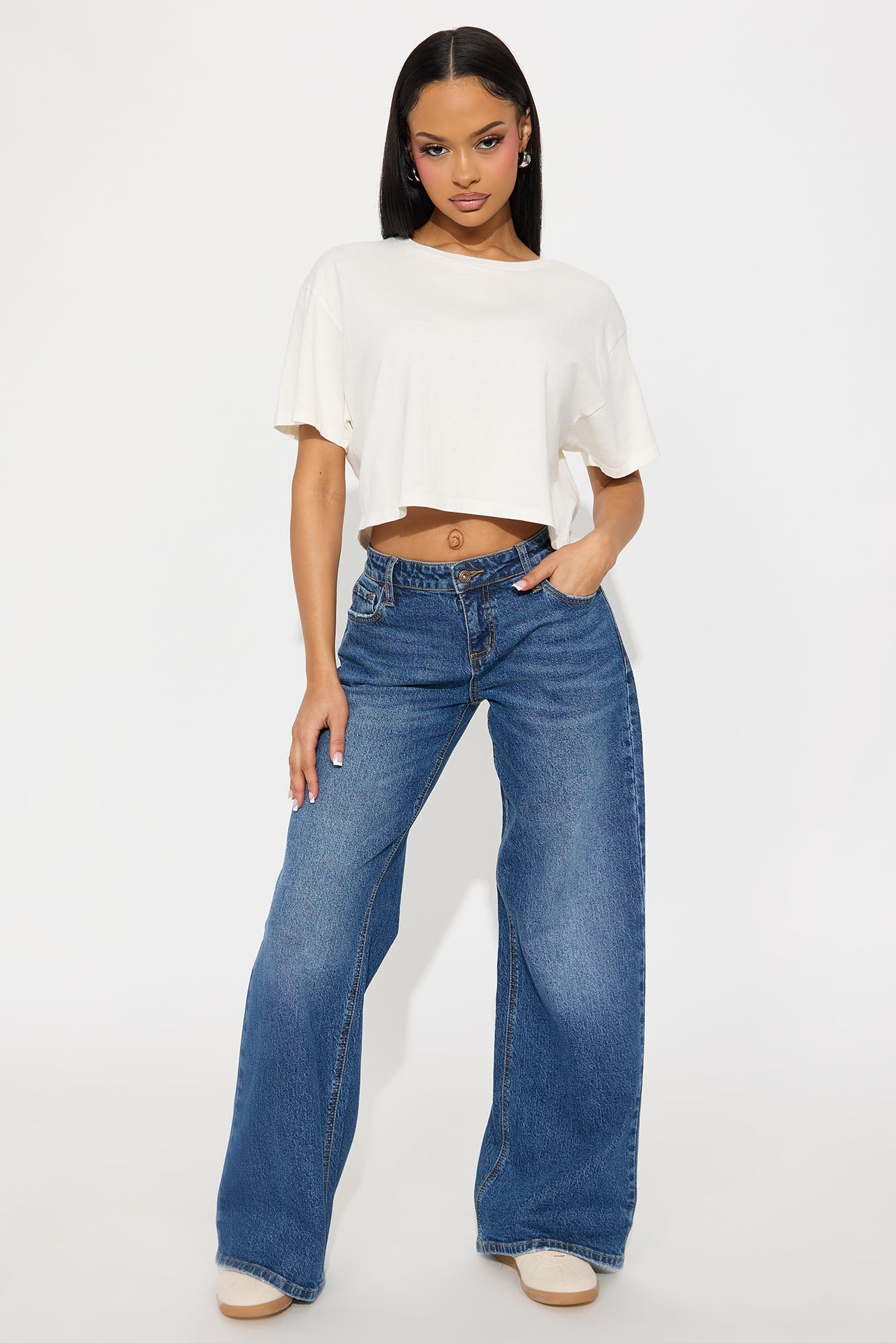 Still Going Strong Baggy Wide Leg Jeans - Dark Wash