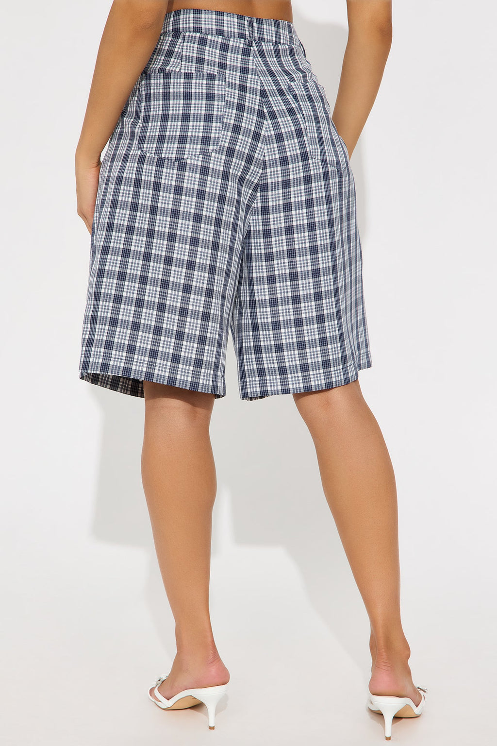 Can't Help My Behavior Plaid Bermuda Short - Navy