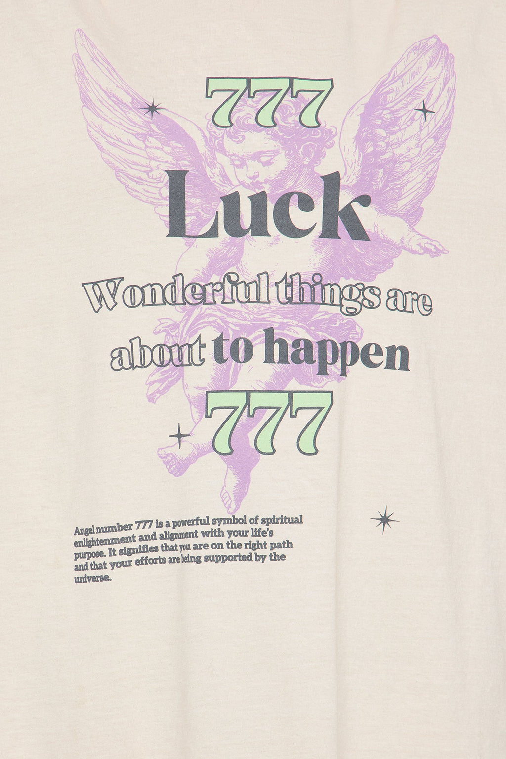 Angel Luck 777 Washed Oversized Tee - Natural
