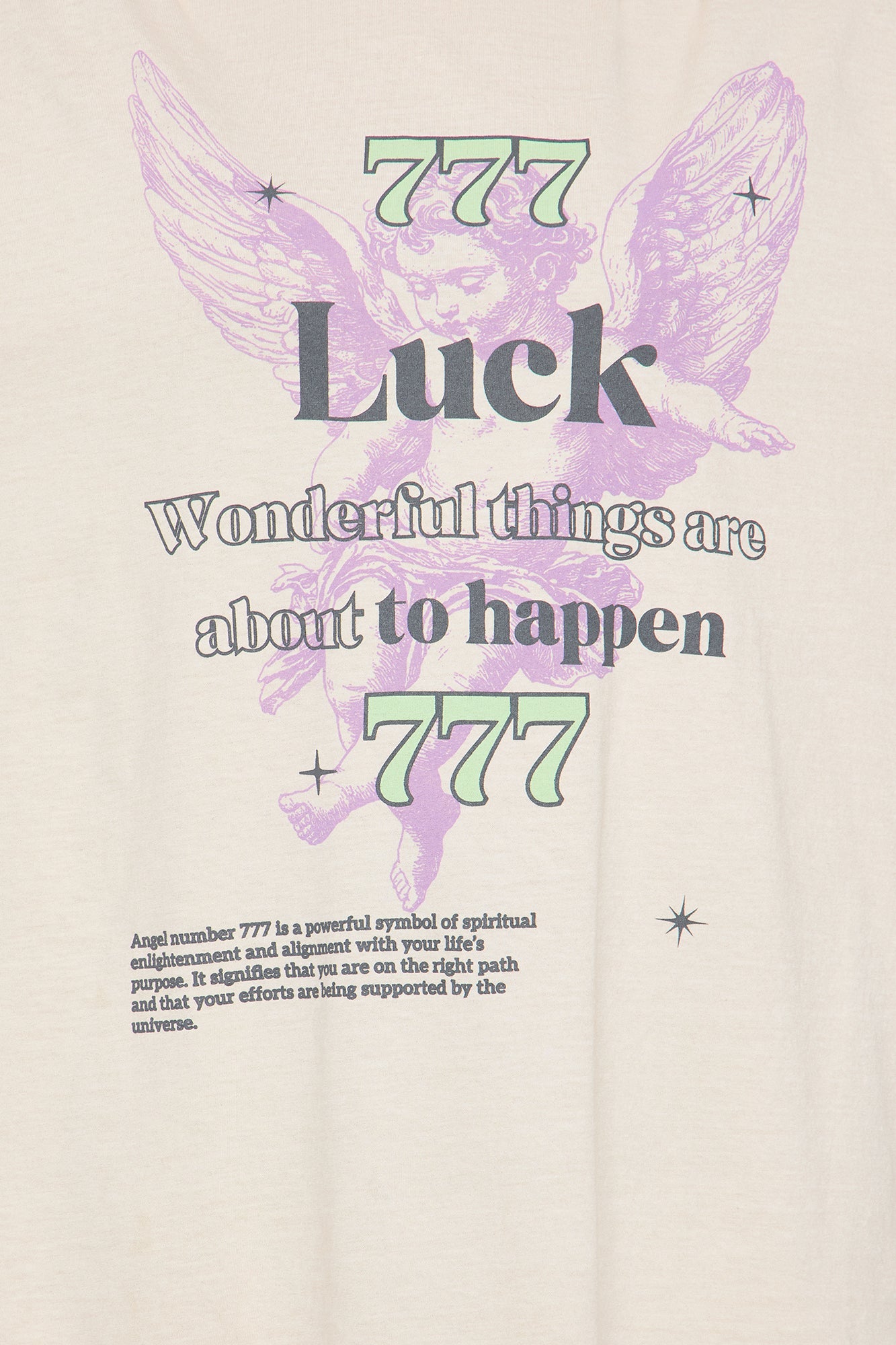 Angel Luck 777 Washed Oversized Tee - Natural