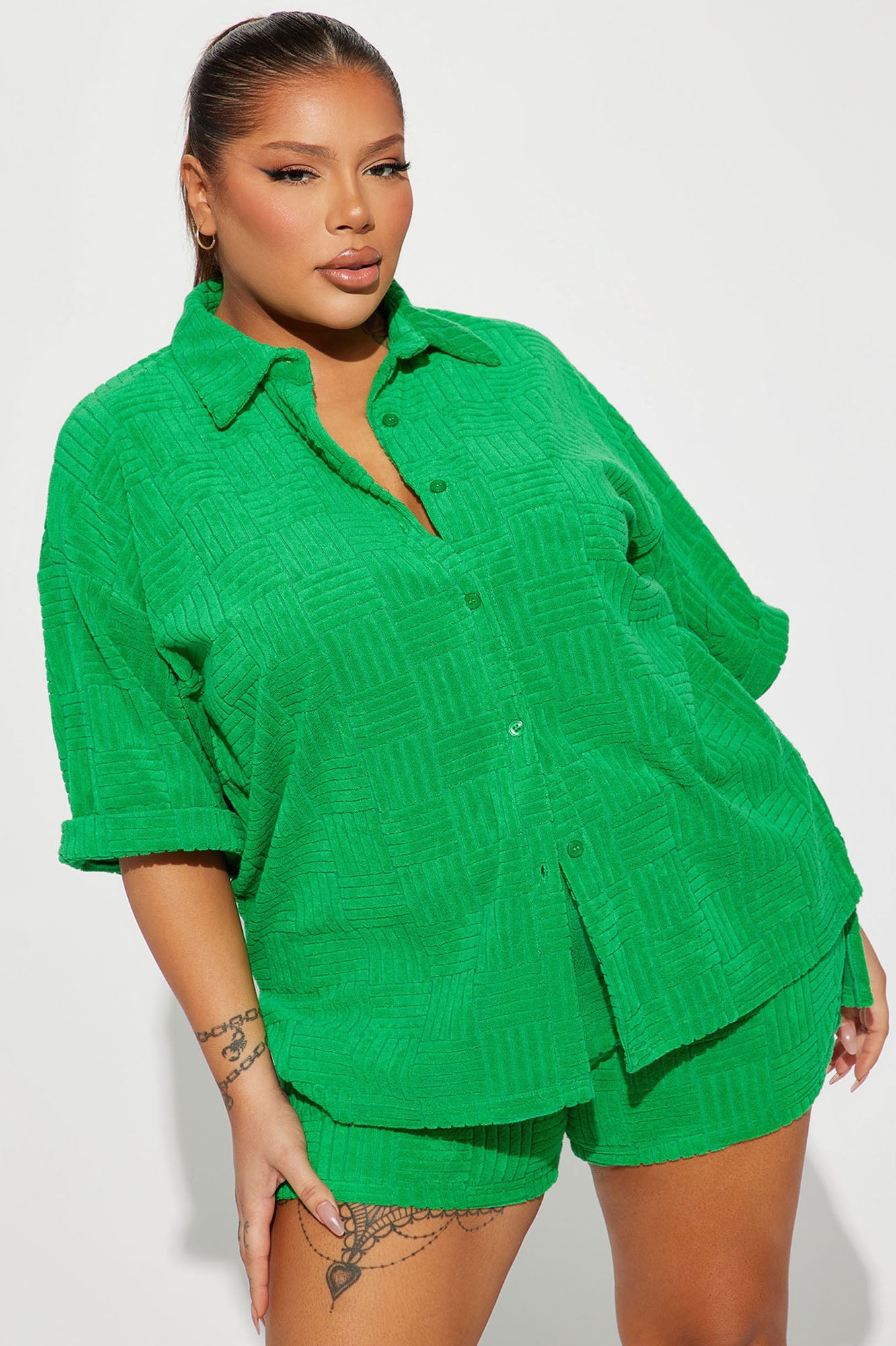 Ayana Terry Cloth Short Set - Kelly Green