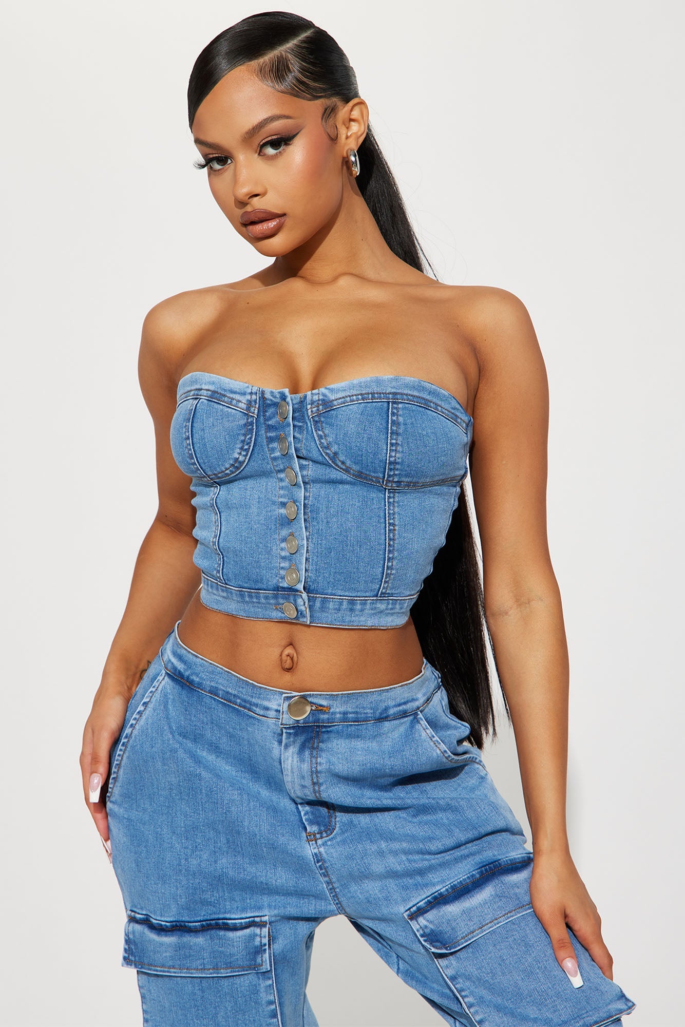 Hang With Me Denim Pant Set - Light Wash