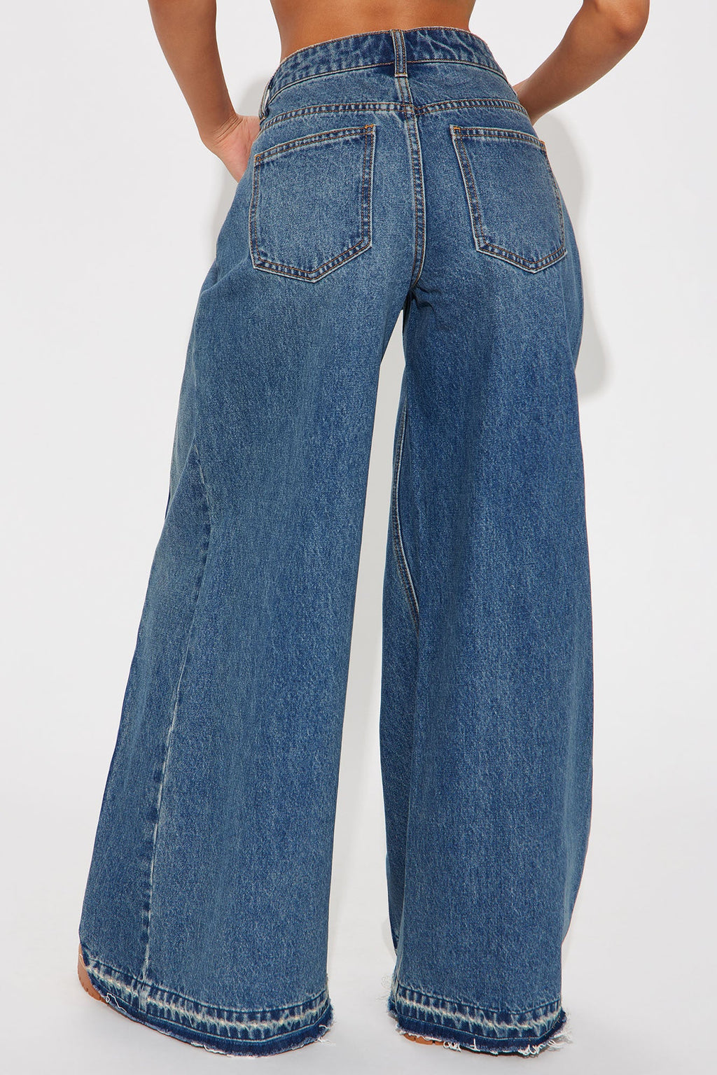 Know You Best Two Tone Wide Leg Jeans - Medium Wash