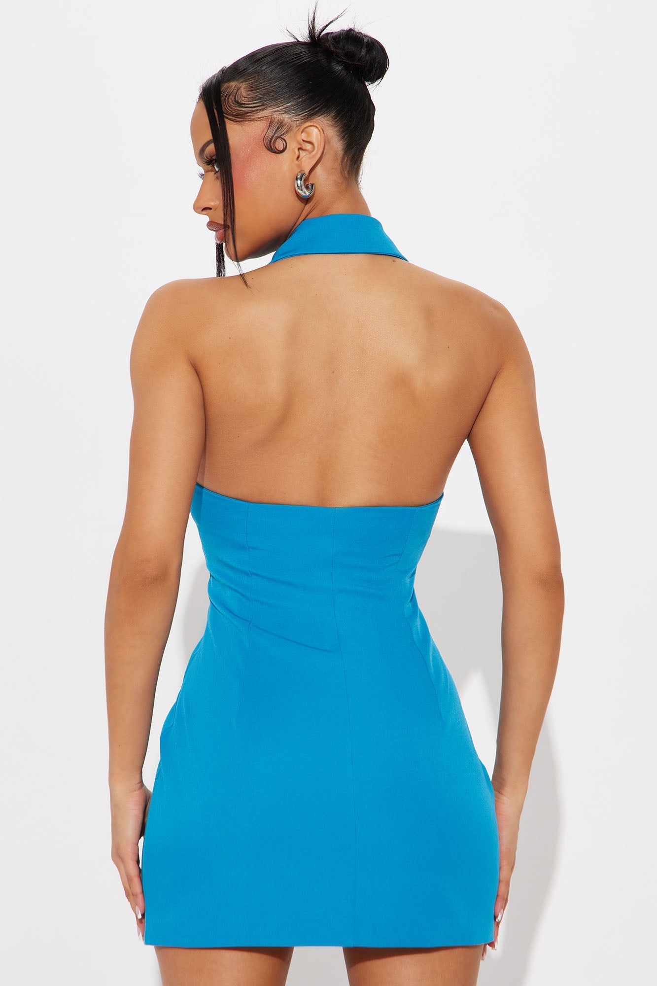 Olenna Collared Mini Dress - Blue Jay