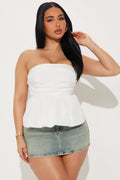 Norine Bubble Hem Top - White