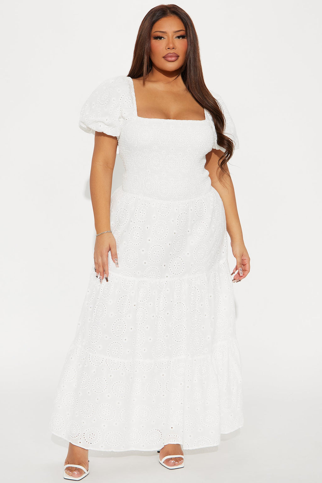 Janice Eyelet Maxi Dress - White