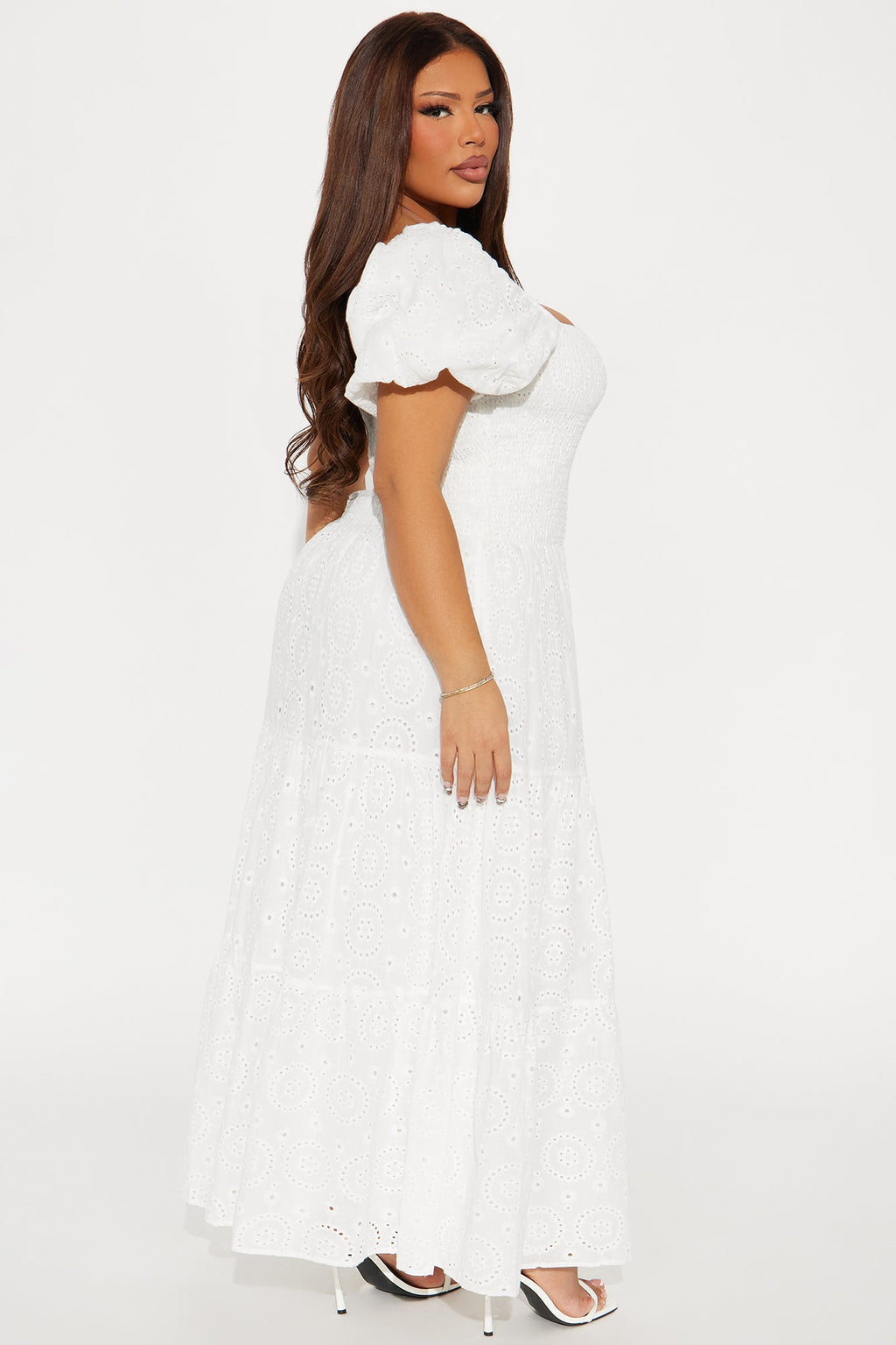 Janice Eyelet Maxi Dress - White