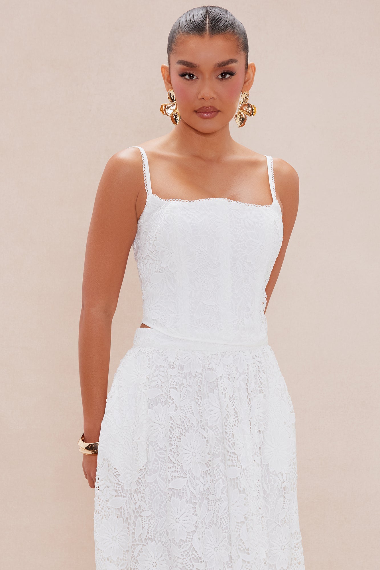 Effina Embroidered Midi Dress - White