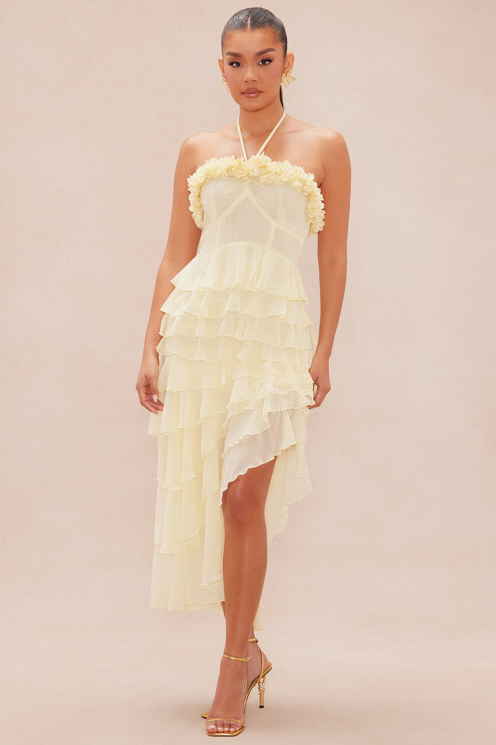 Jasmine Chiffon Midi Dress - Yellow