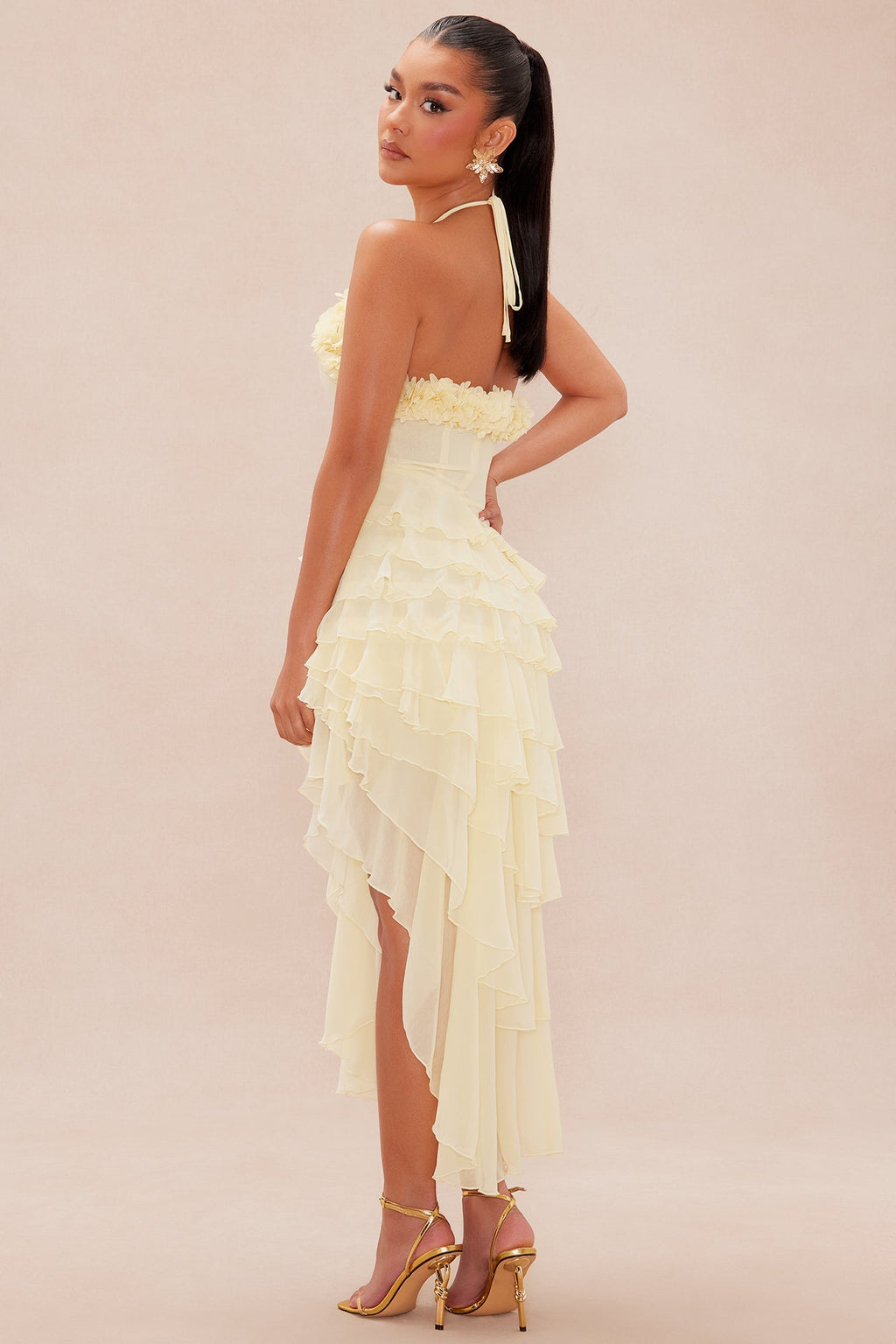 Jasmine Chiffon Midi Dress - Yellow