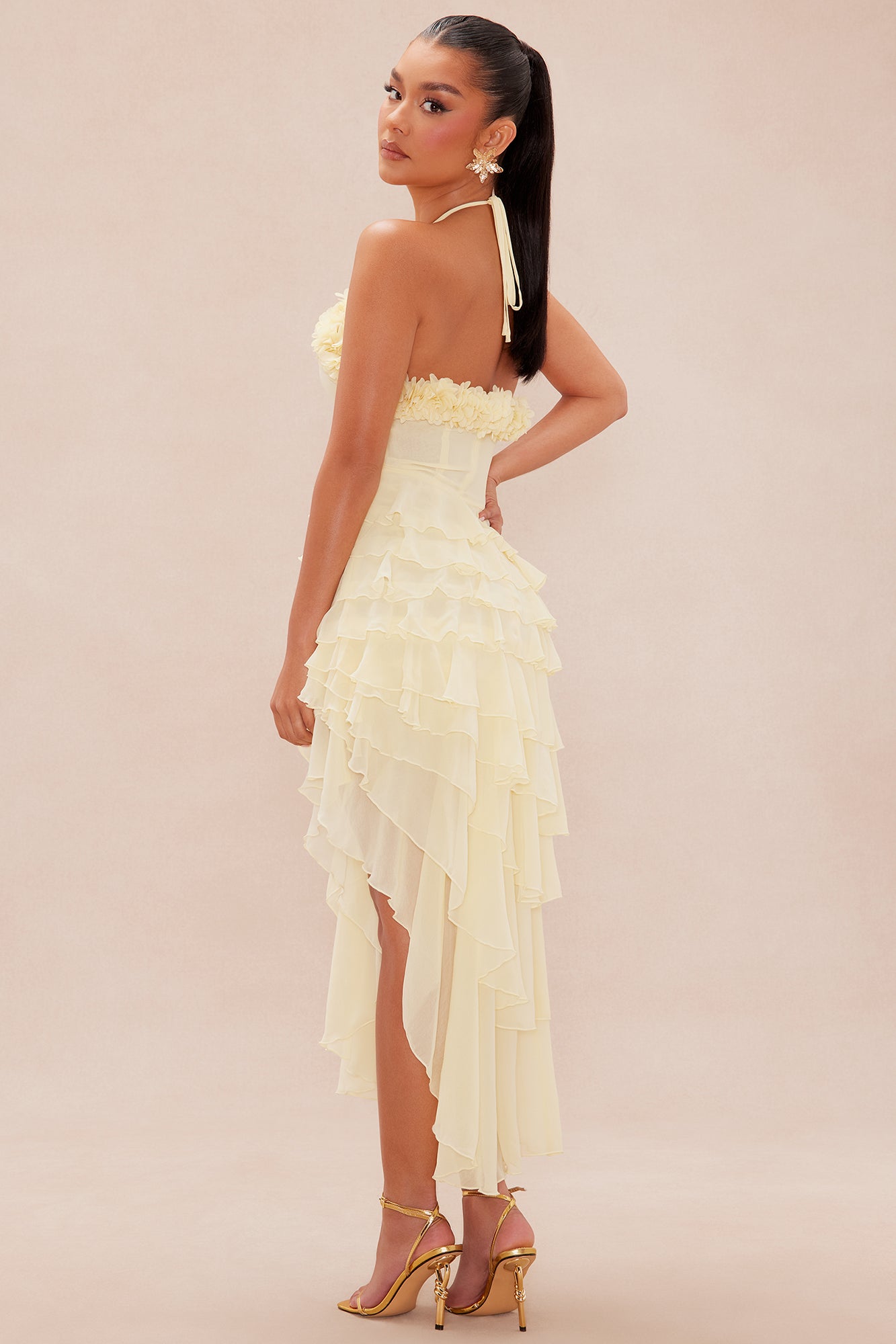 Jasmine Chiffon Midi Dress - Yellow