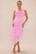 Jasmine Chiffon Midi Dress - Pink