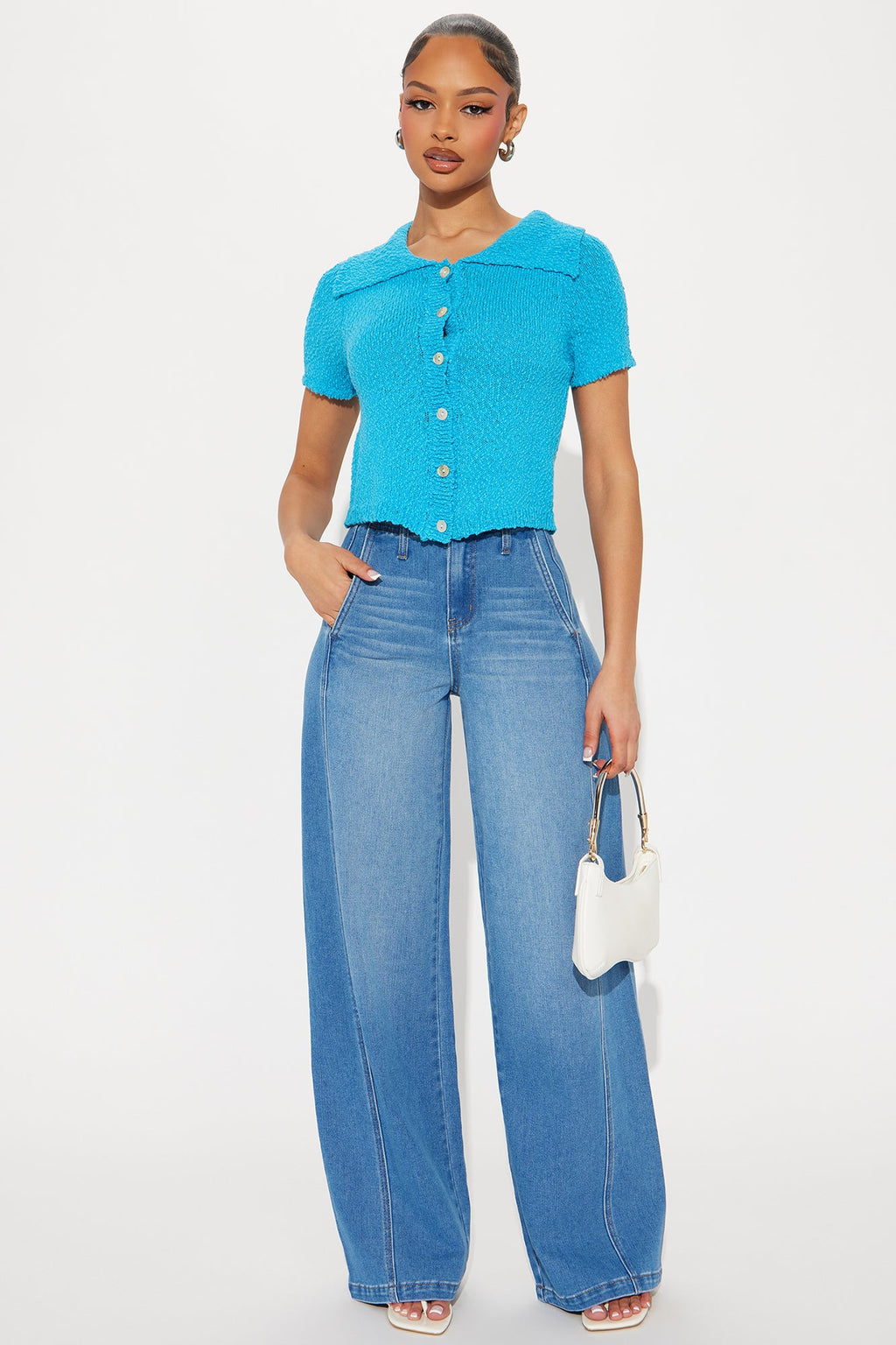 Pebble Beach Sweater Top - Turquoise