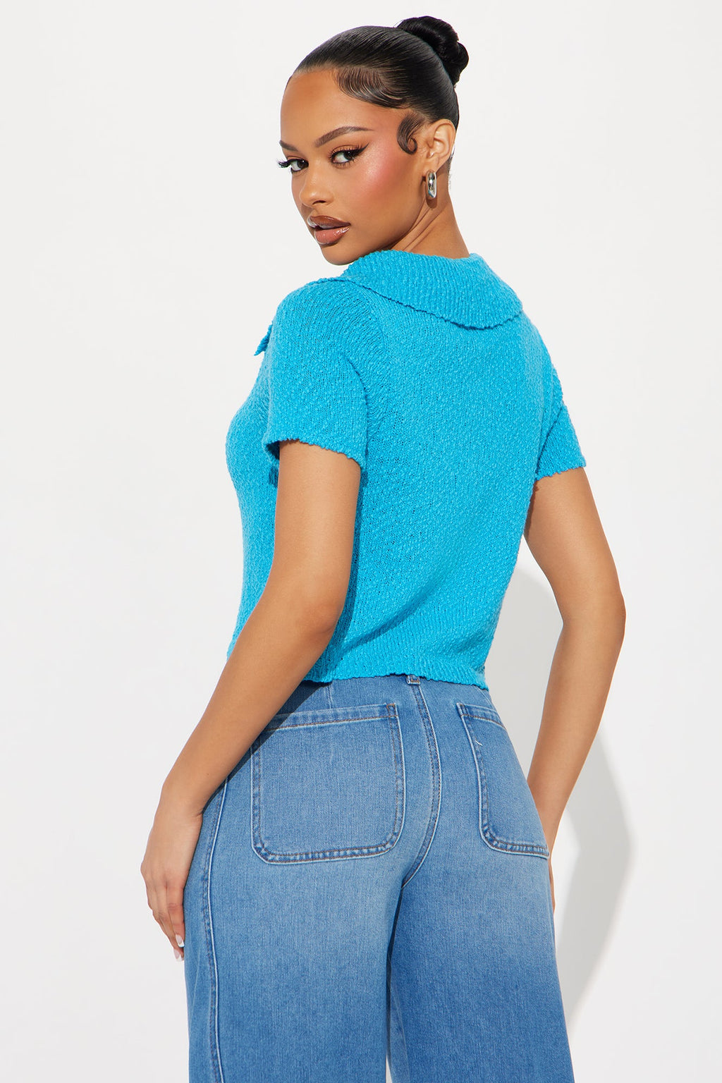 Pebble Beach Sweater Top - Turquoise