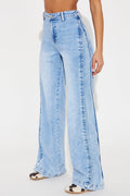 Already Moved On Stretch Wide Leg Jeans - Light Wash
