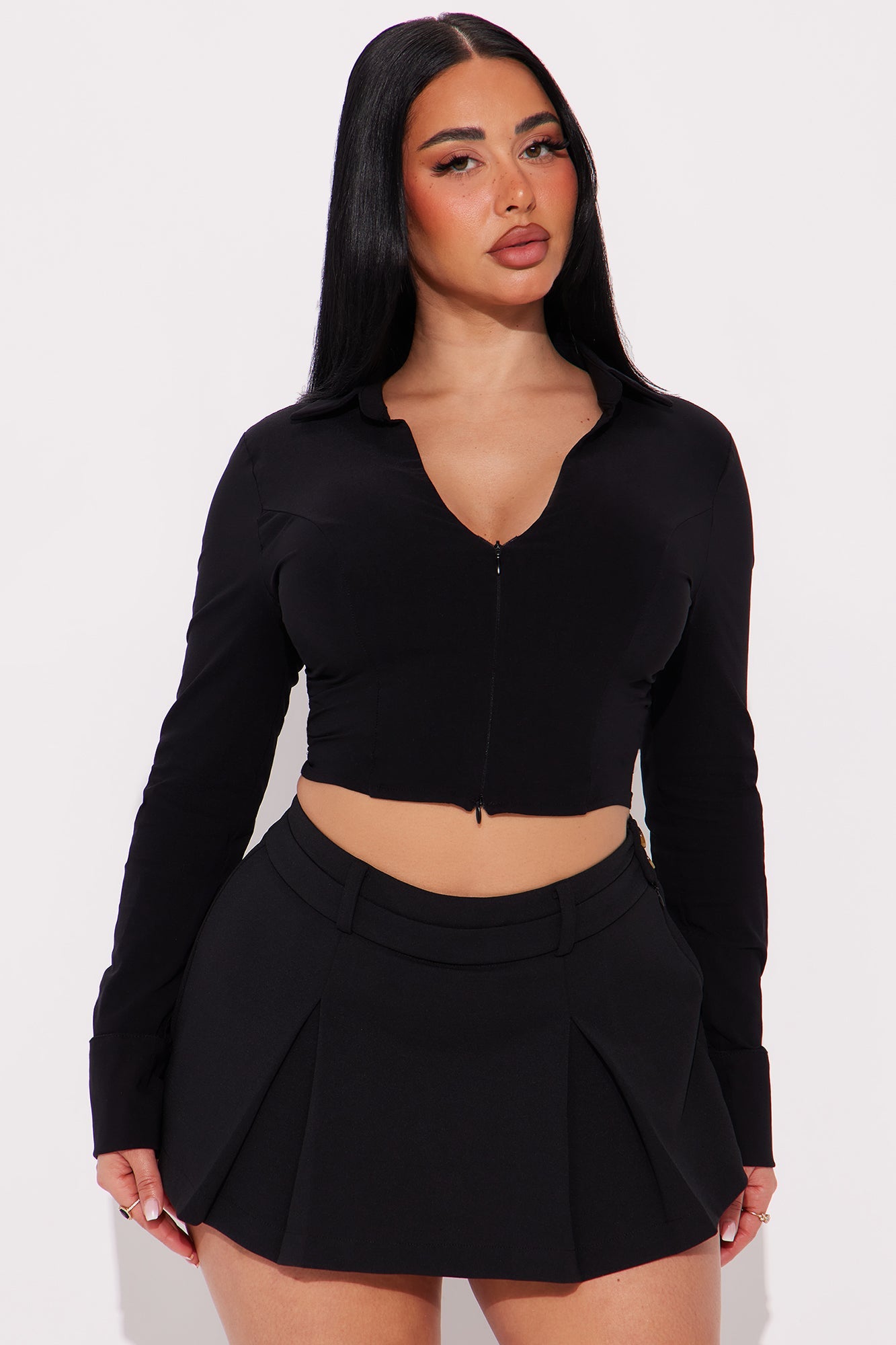 Candice Front Zip Top - Black