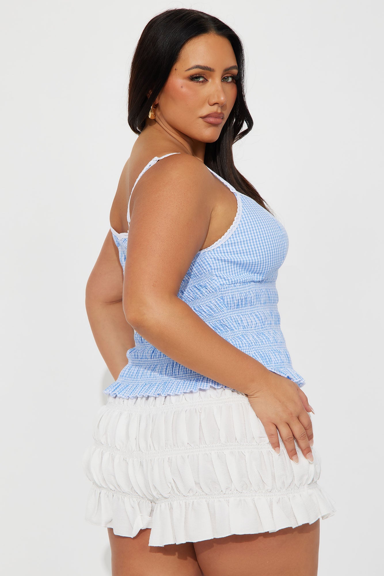 Belle Gingham Smocked Top - Blue/combo