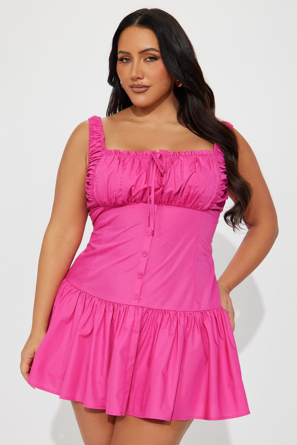 Cassidy Poplin Micro Mini Dress - Hot Pink