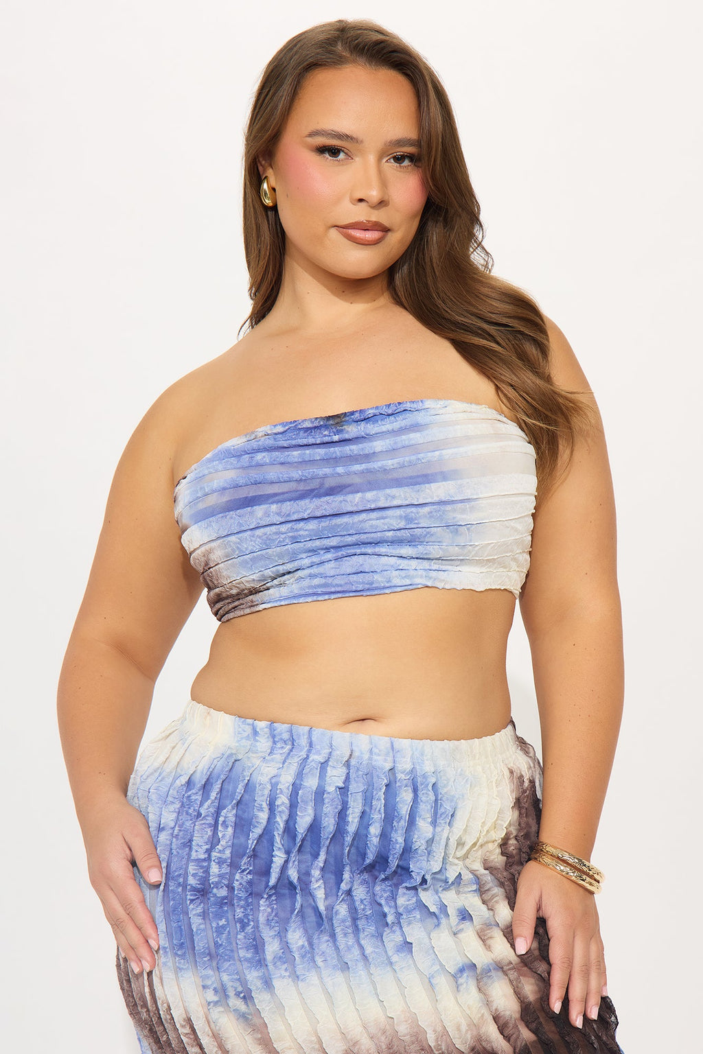 Simple Pleasure Tie Dye Skirt Set - Blue/combo