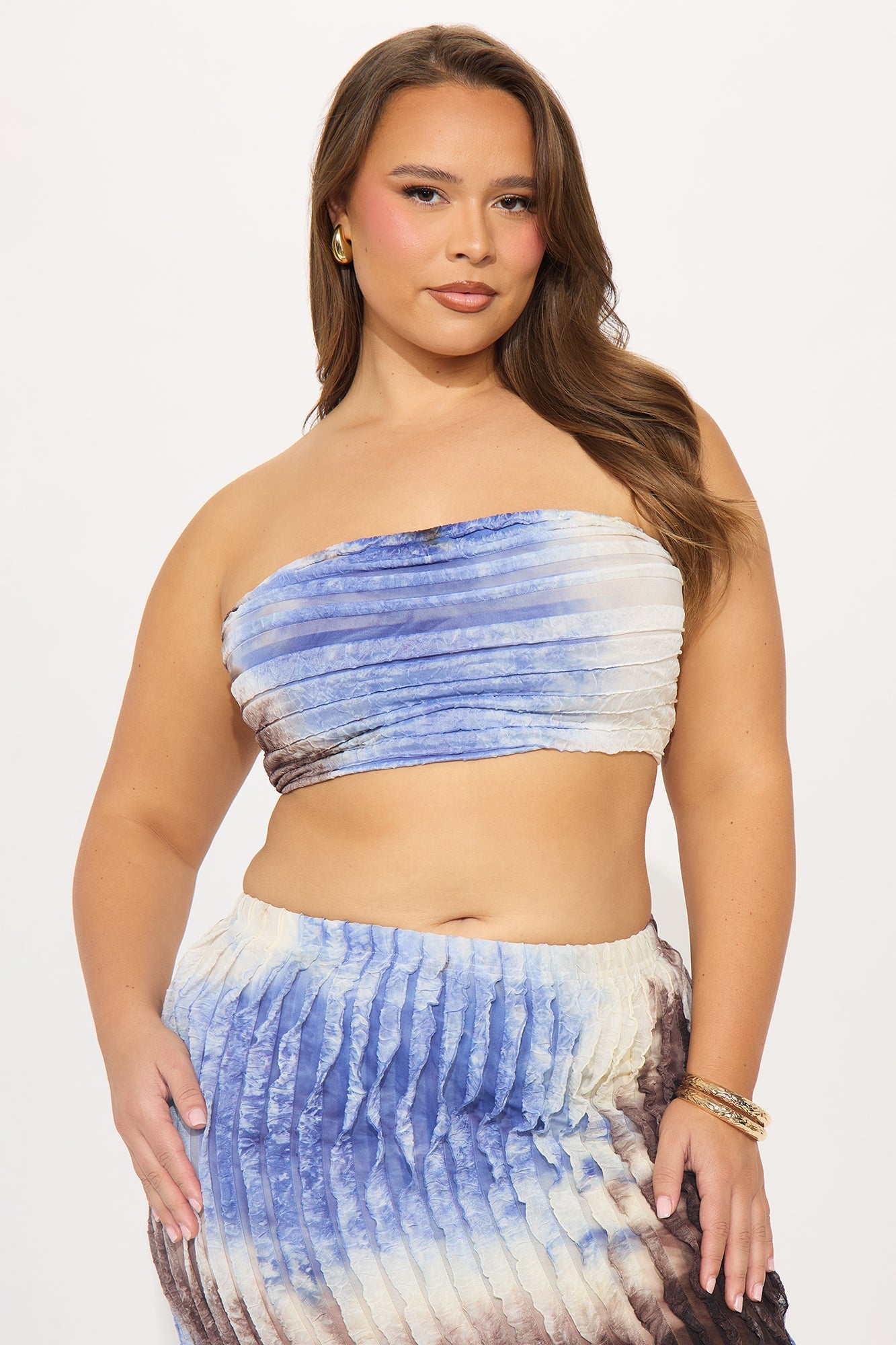 Simple Pleasure Tie Dye Skirt Set - Blue/combo