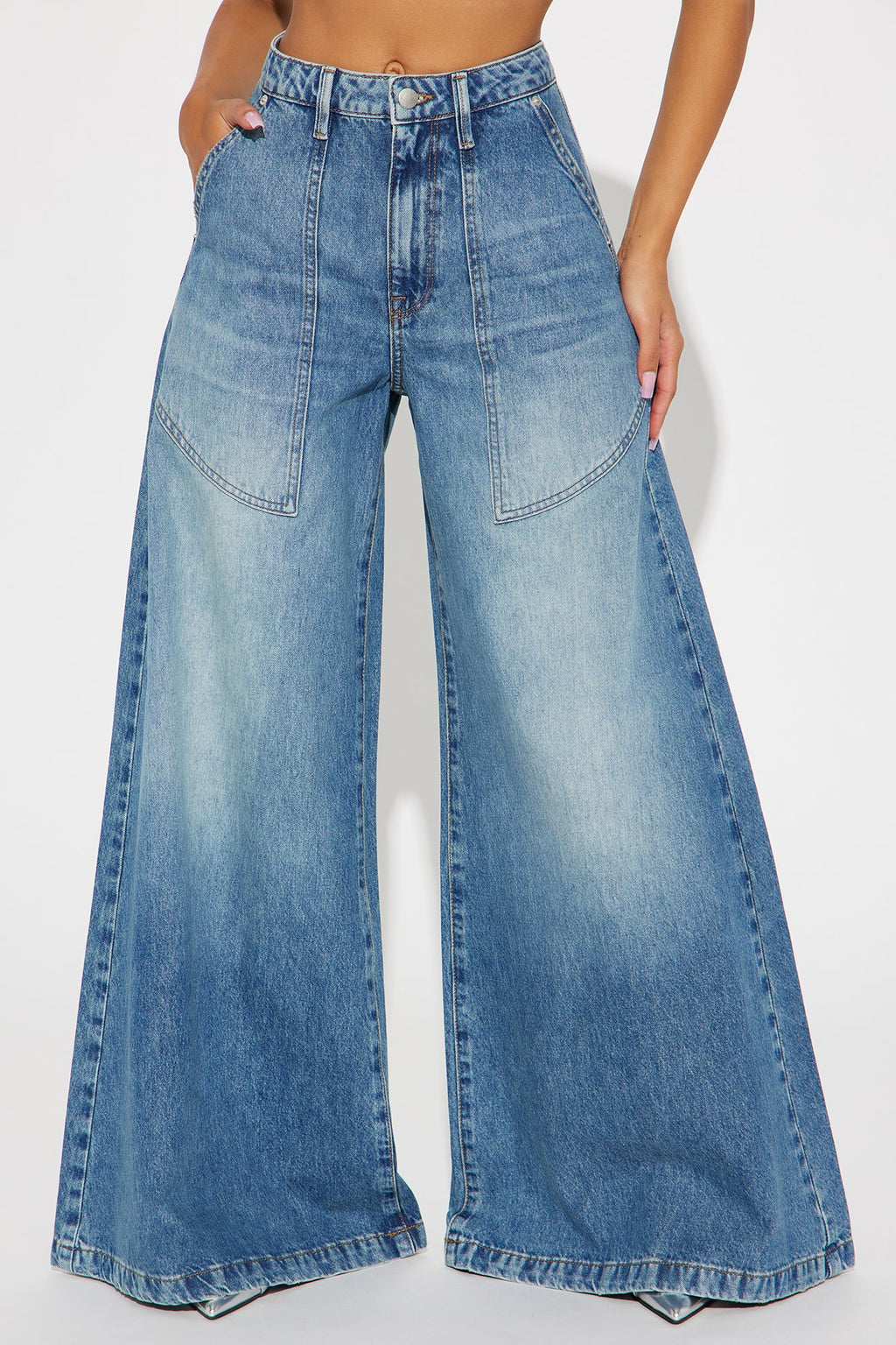 Now Playing Palazzo Jeans - Medium Wash