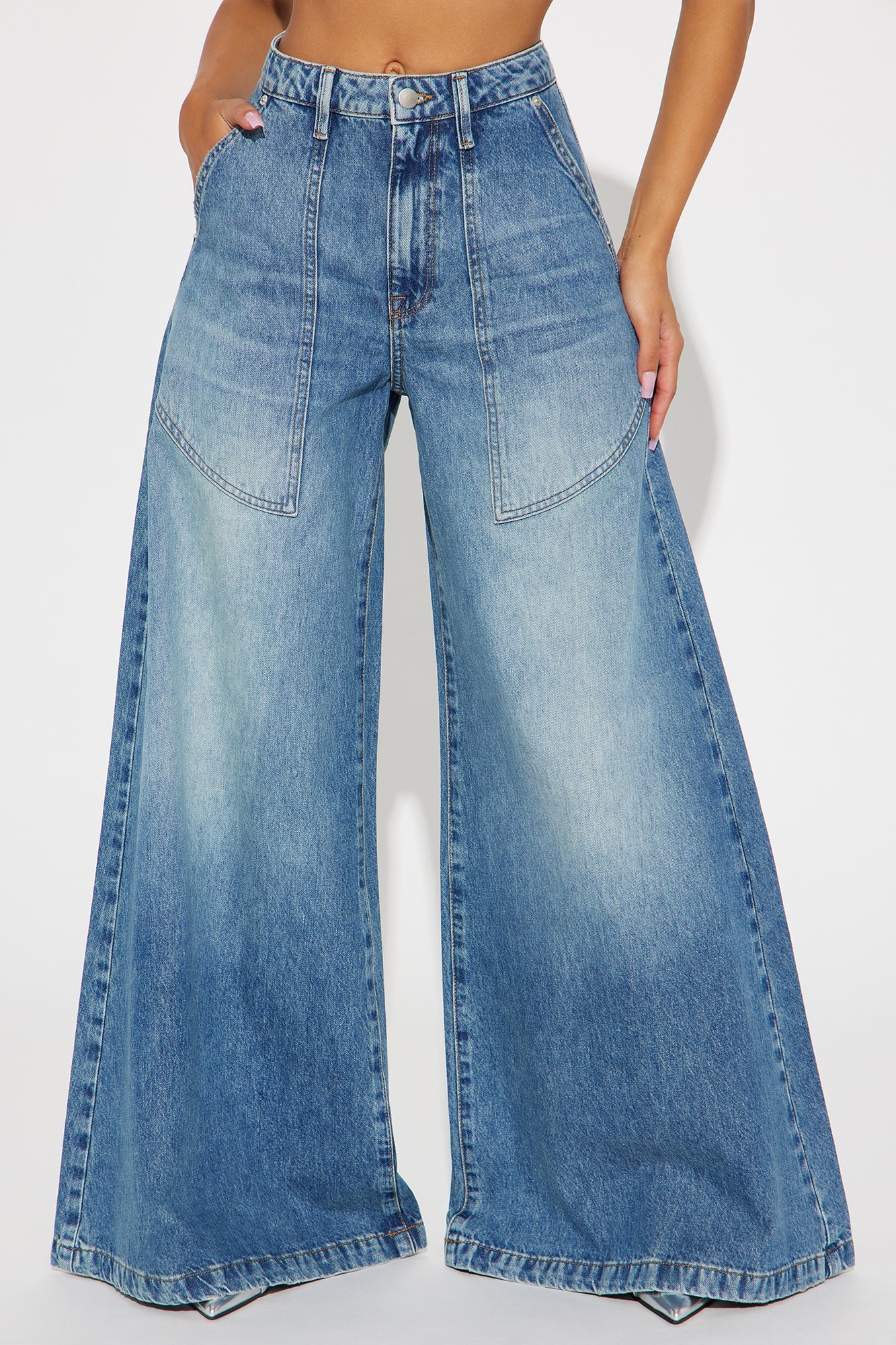 Now Playing Palazzo Jeans - Medium Wash