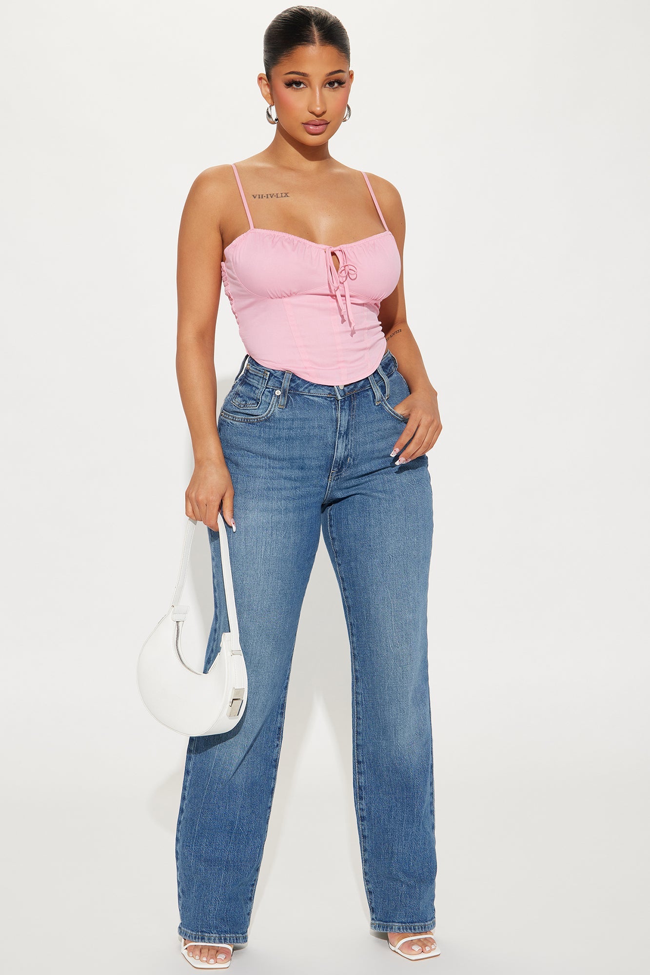 Araya Poplin Corset Top - Pink