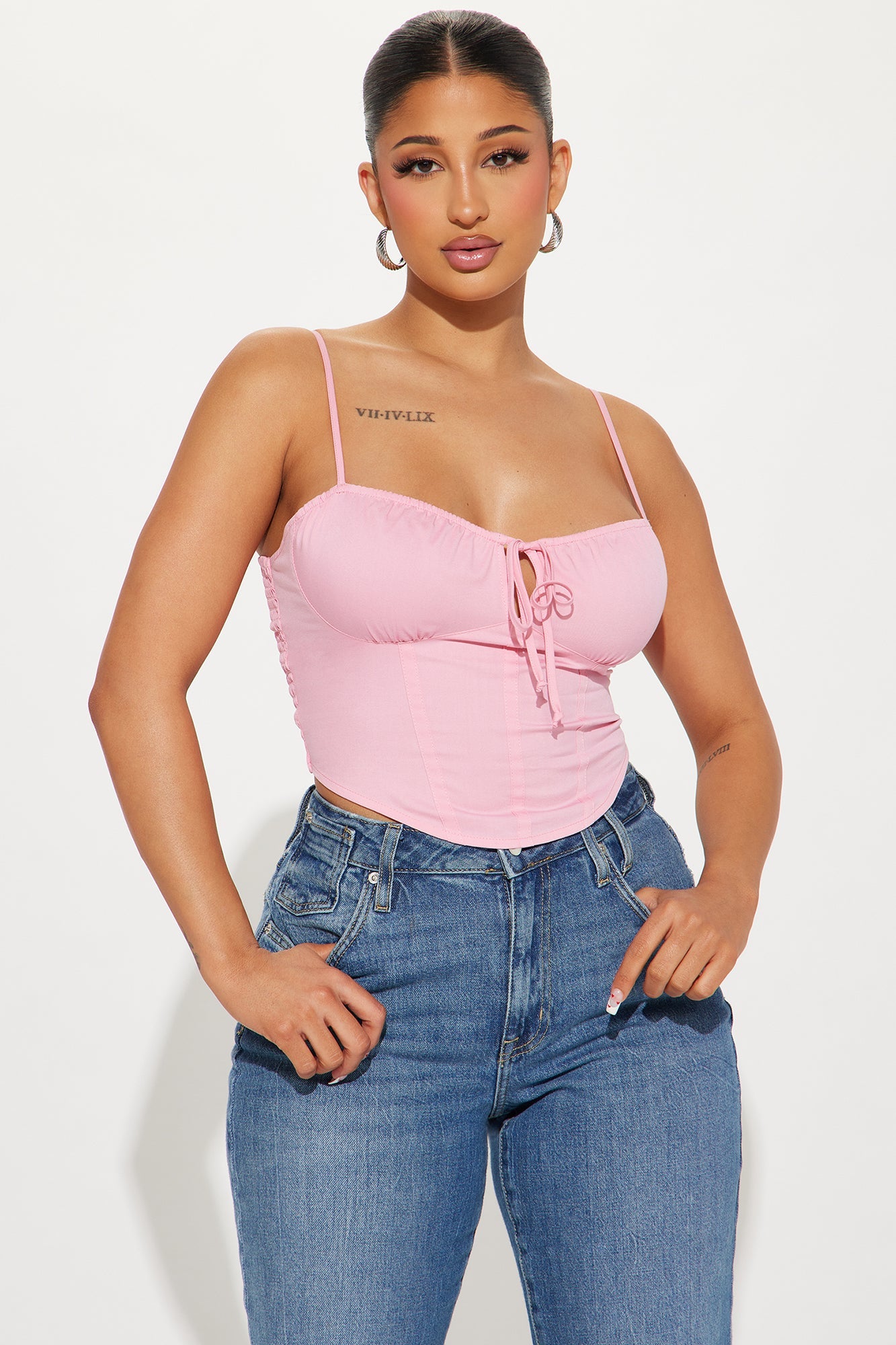 Araya Poplin Corset Top - Pink