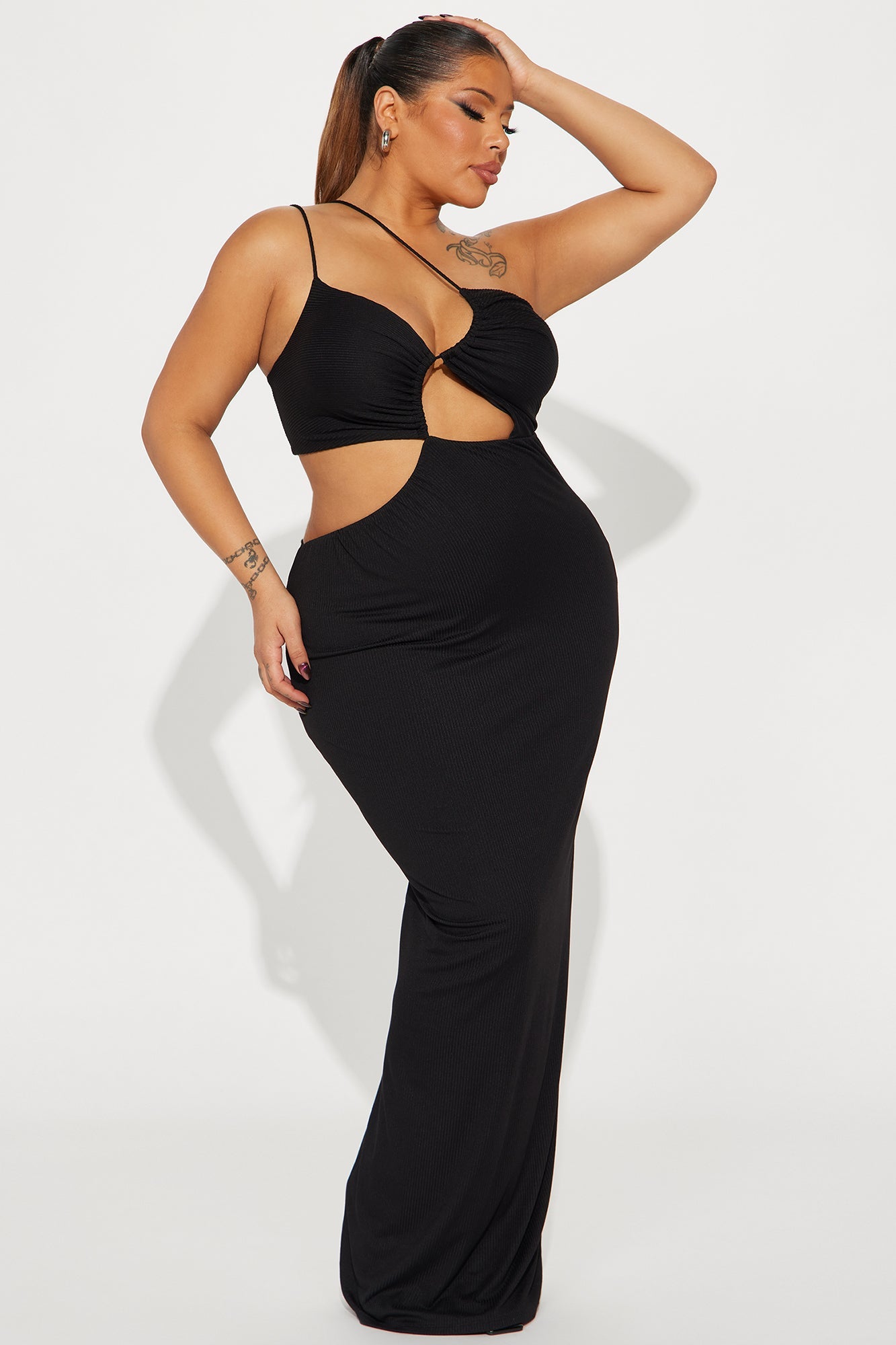 Lala Asymmetrical Maxi Dress - Black