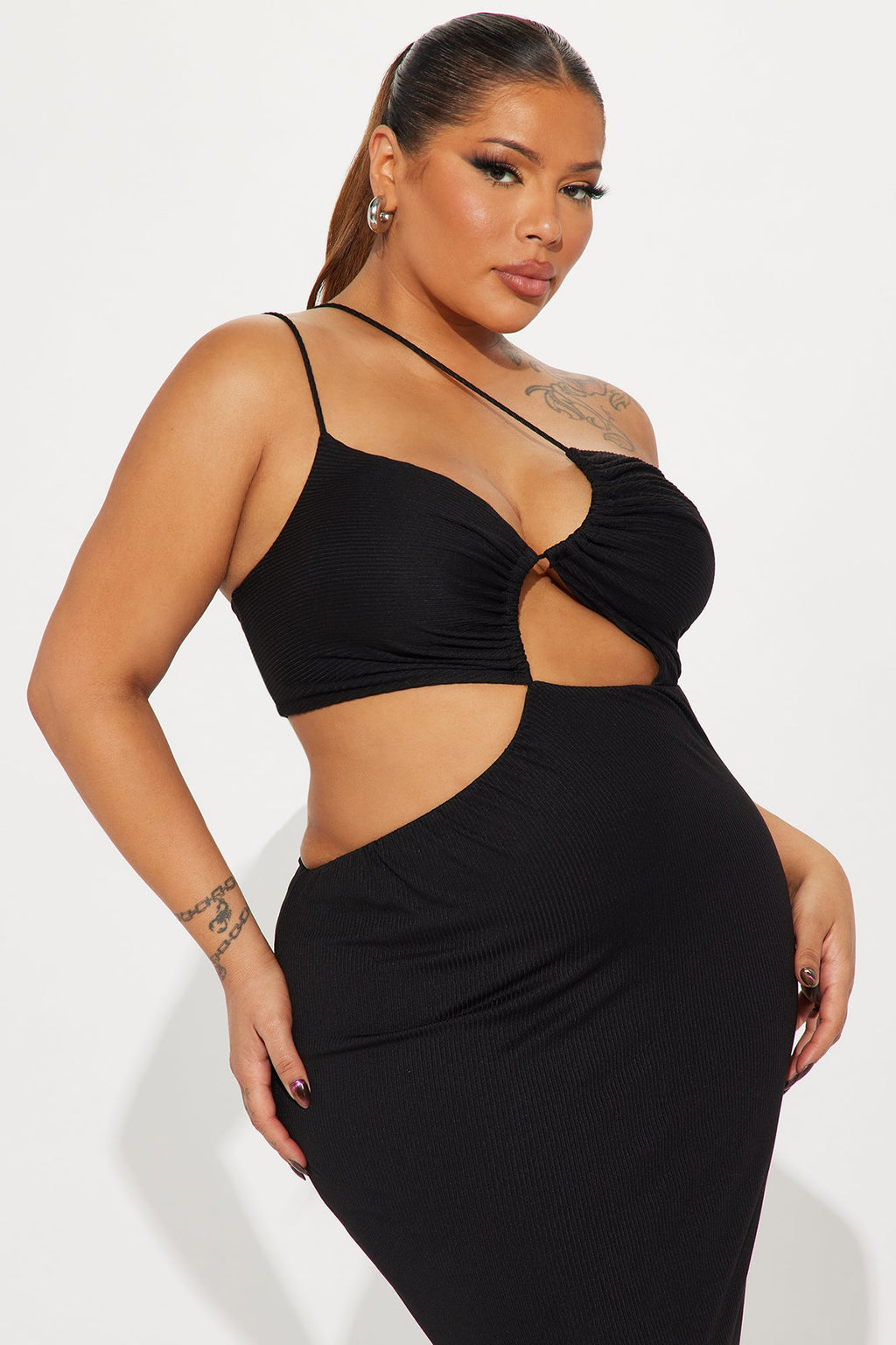 Lala Asymmetrical Maxi Dress - Black