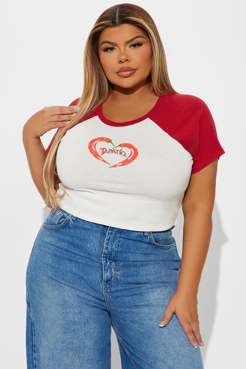 Tapatio Raglan Baby Tee - Red/combo