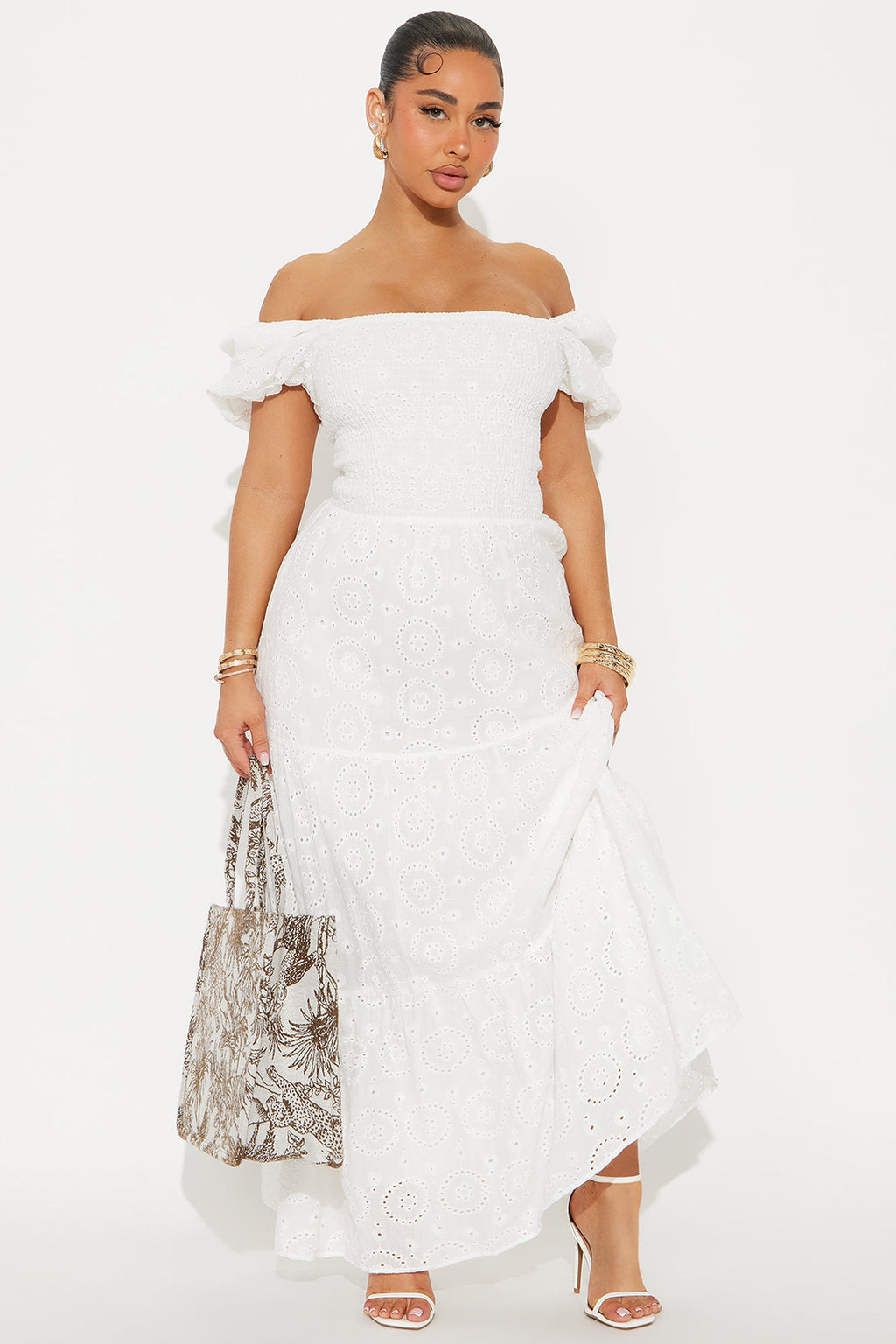 Janice Eyelet Maxi Dress - White