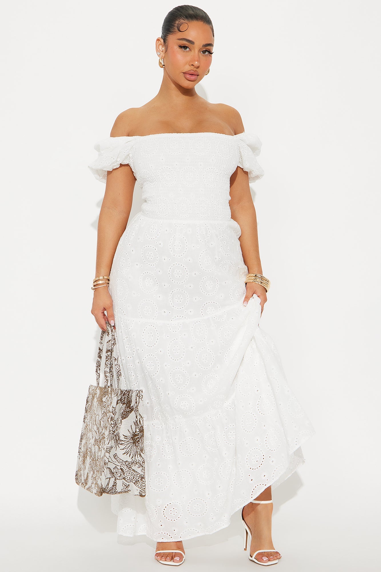 Janice Eyelet Maxi Dress - White