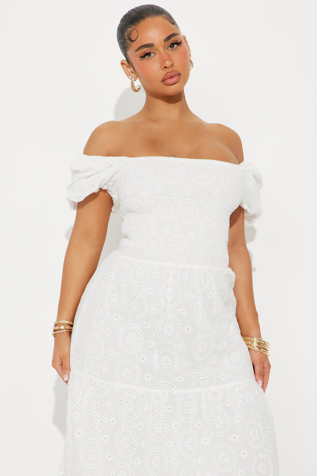 Janice Eyelet Maxi Dress - White