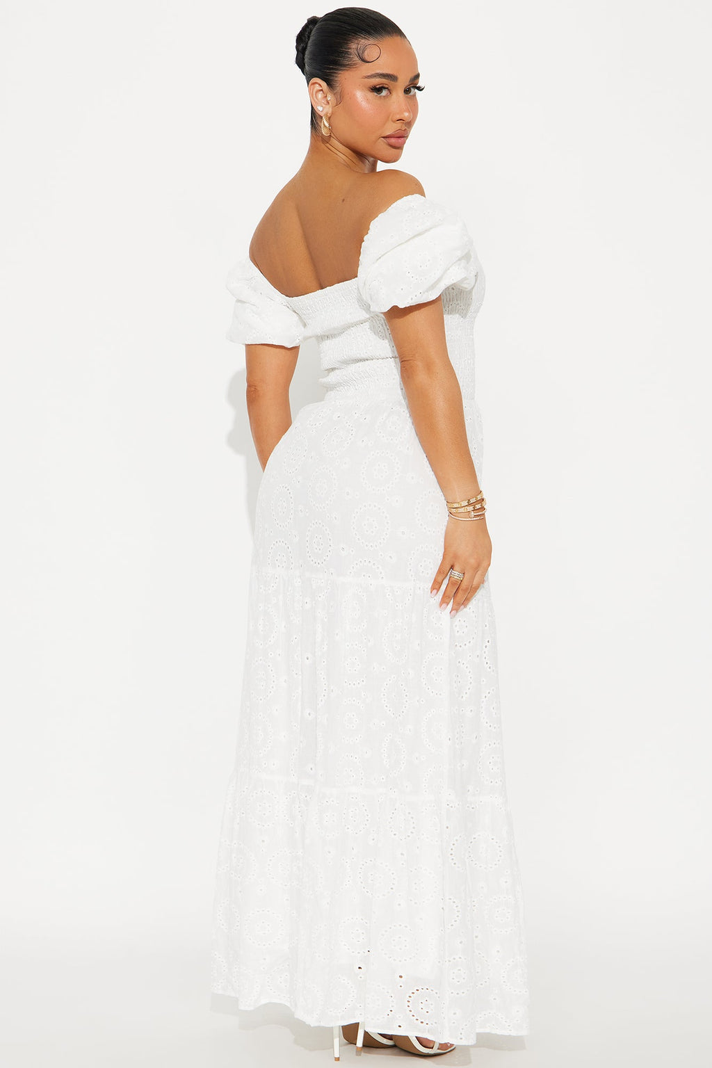 Janice Eyelet Maxi Dress - White