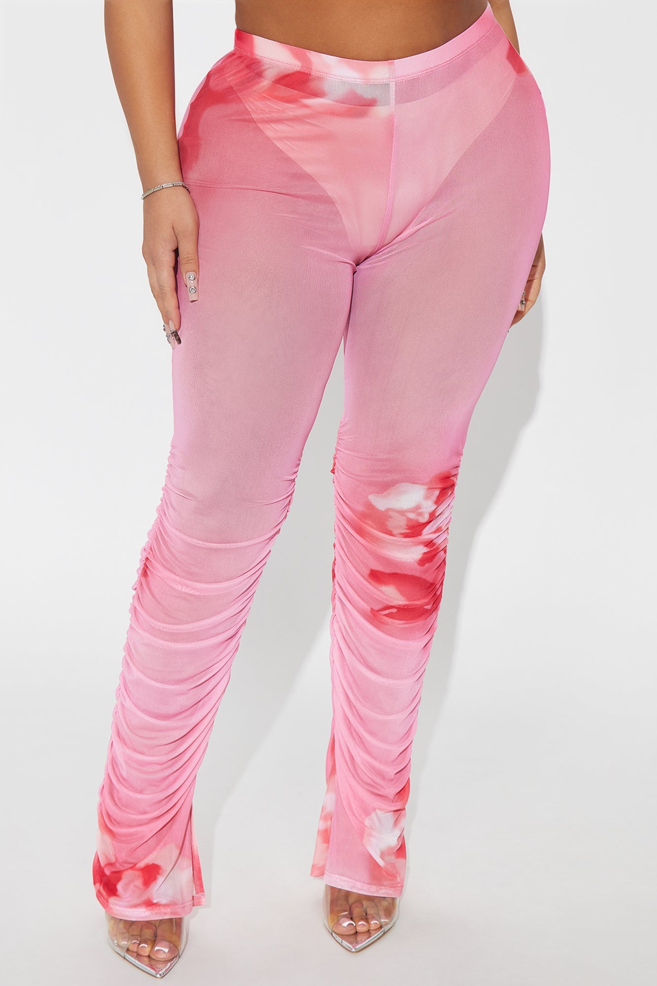 Stella Mesh Stacked Legging - Pink/combo