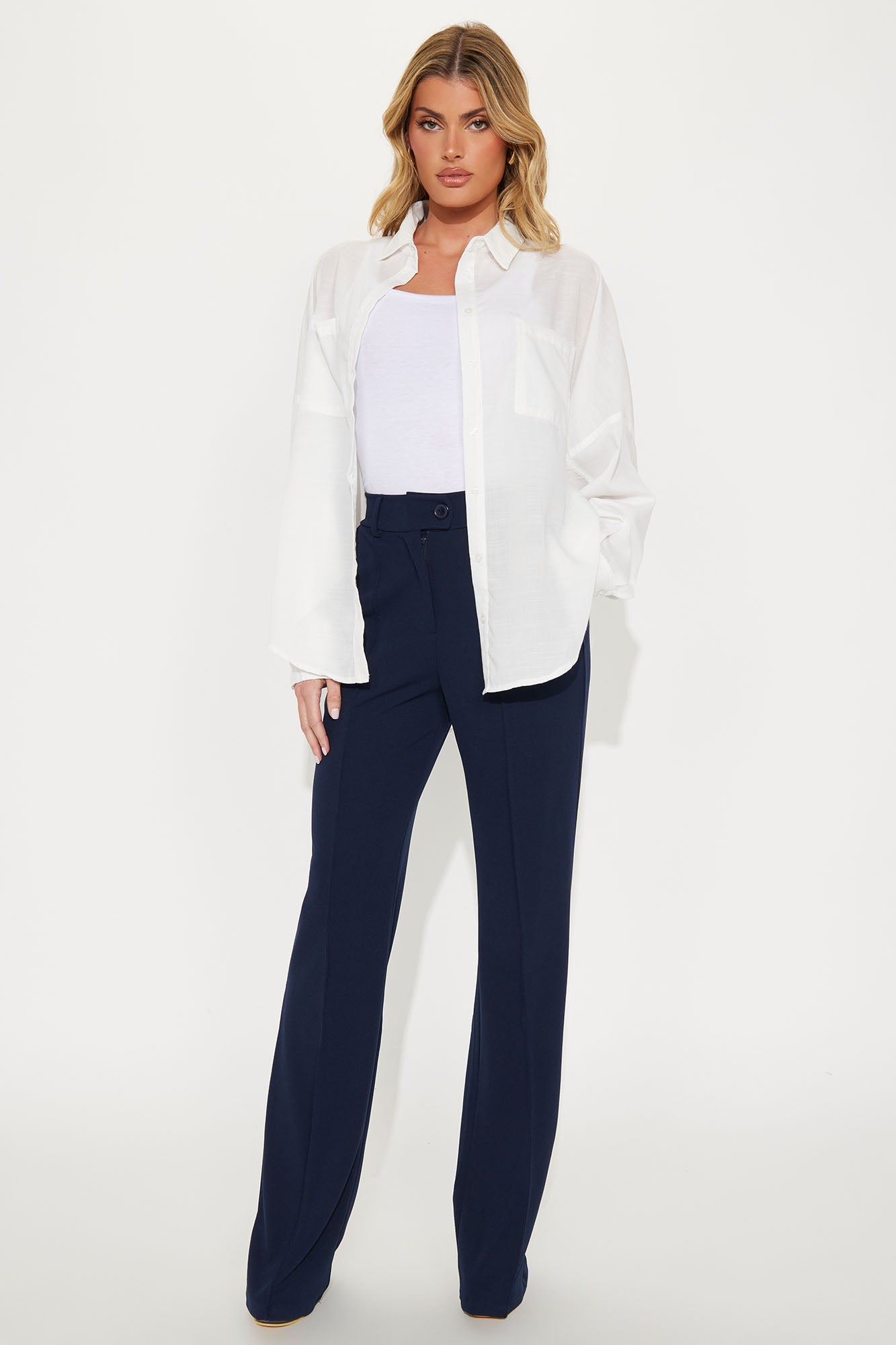 Tall Heidi Wide Leg Trouser Pant - Navy