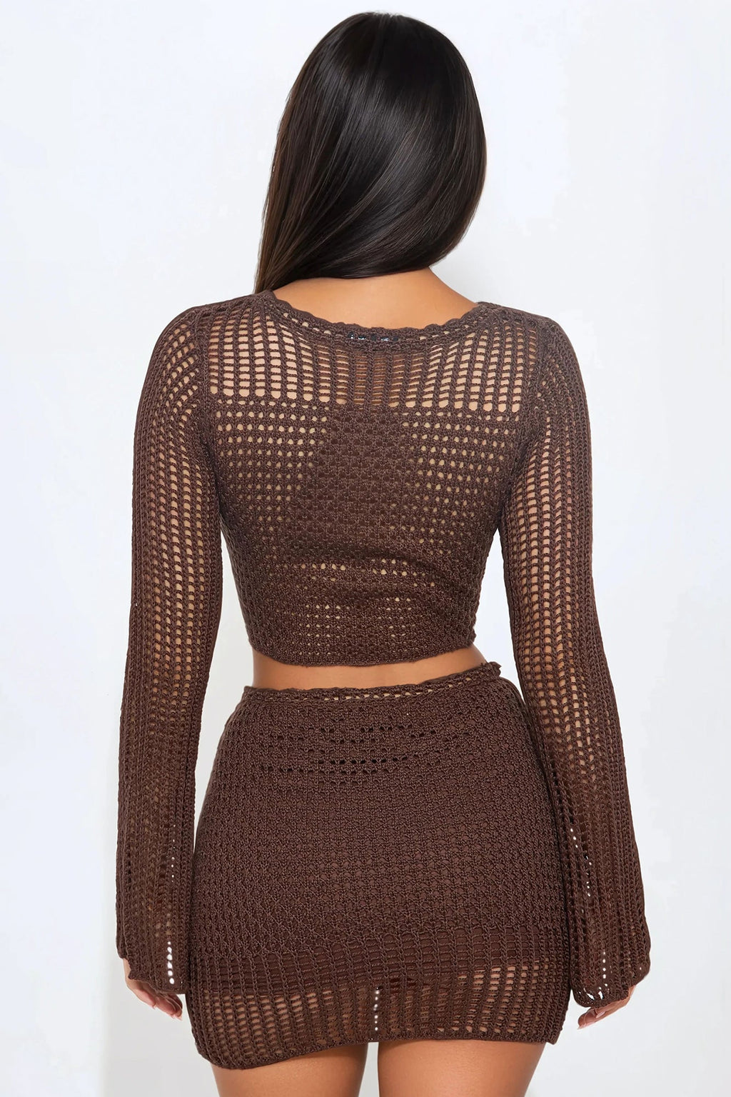 Ready For Vacation Crochet Skirt Set - Chocolate