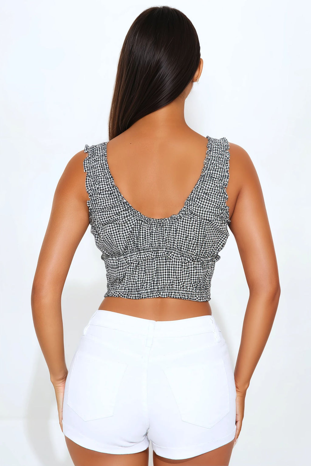 Ariana Gingham Top - Black