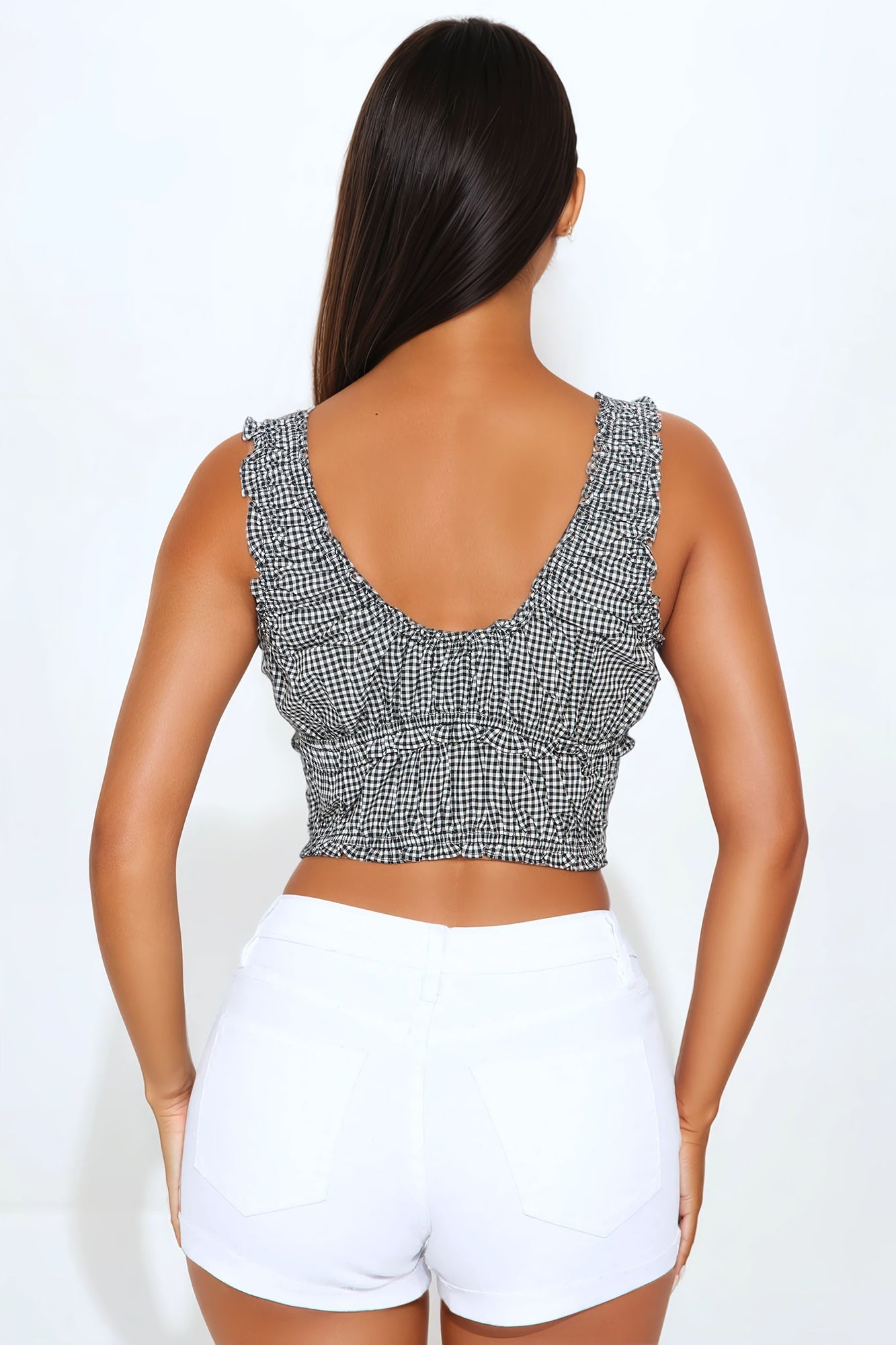 Ariana Gingham Top - Black