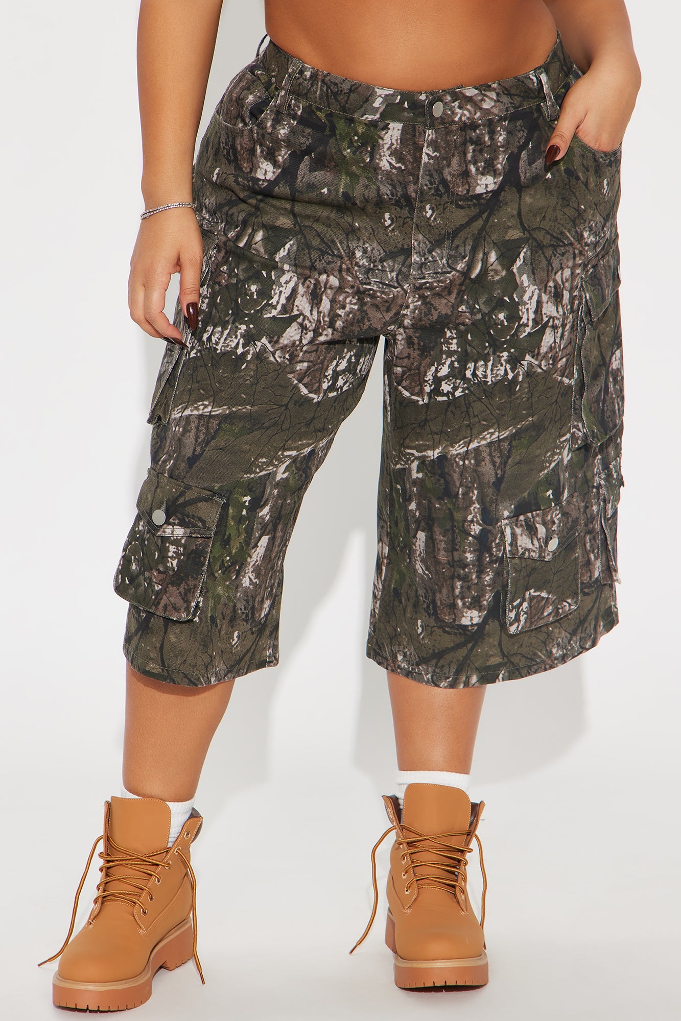 Scoping It Out Camo Stretch Denim Jorts - Camouflage