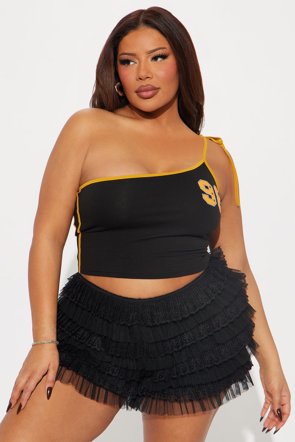 Gemma One Shoulder Top - Black/combo
