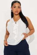 Sunny Walks Ruffle Top - White