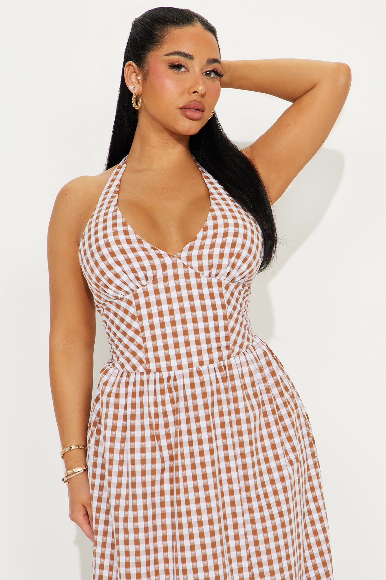 Picnic Girlie Gingham Maxi Dress - Taupe/combo