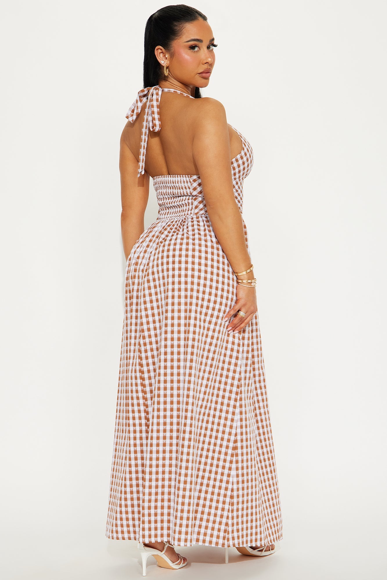 Picnic Girlie Gingham Maxi Dress - Taupe/combo