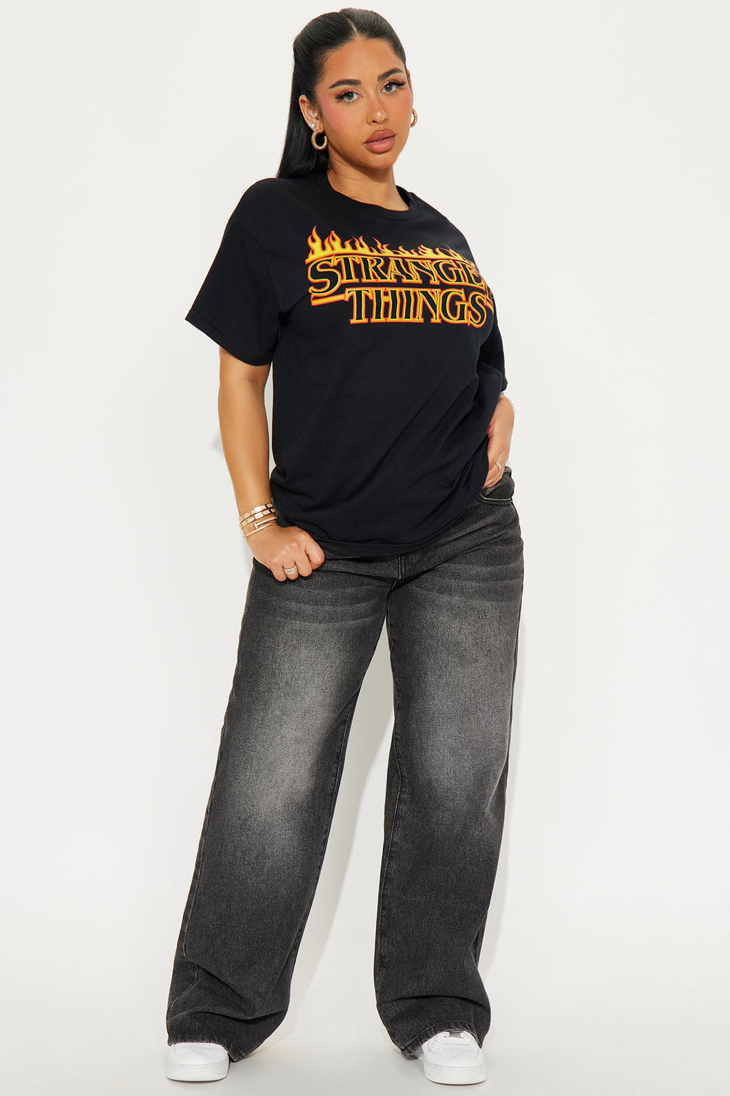 Stranger Things Oversized Tee - Black