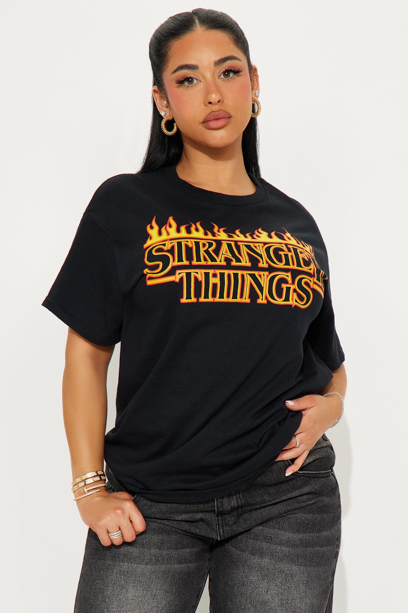 Stranger Things Oversized Tee - Black
