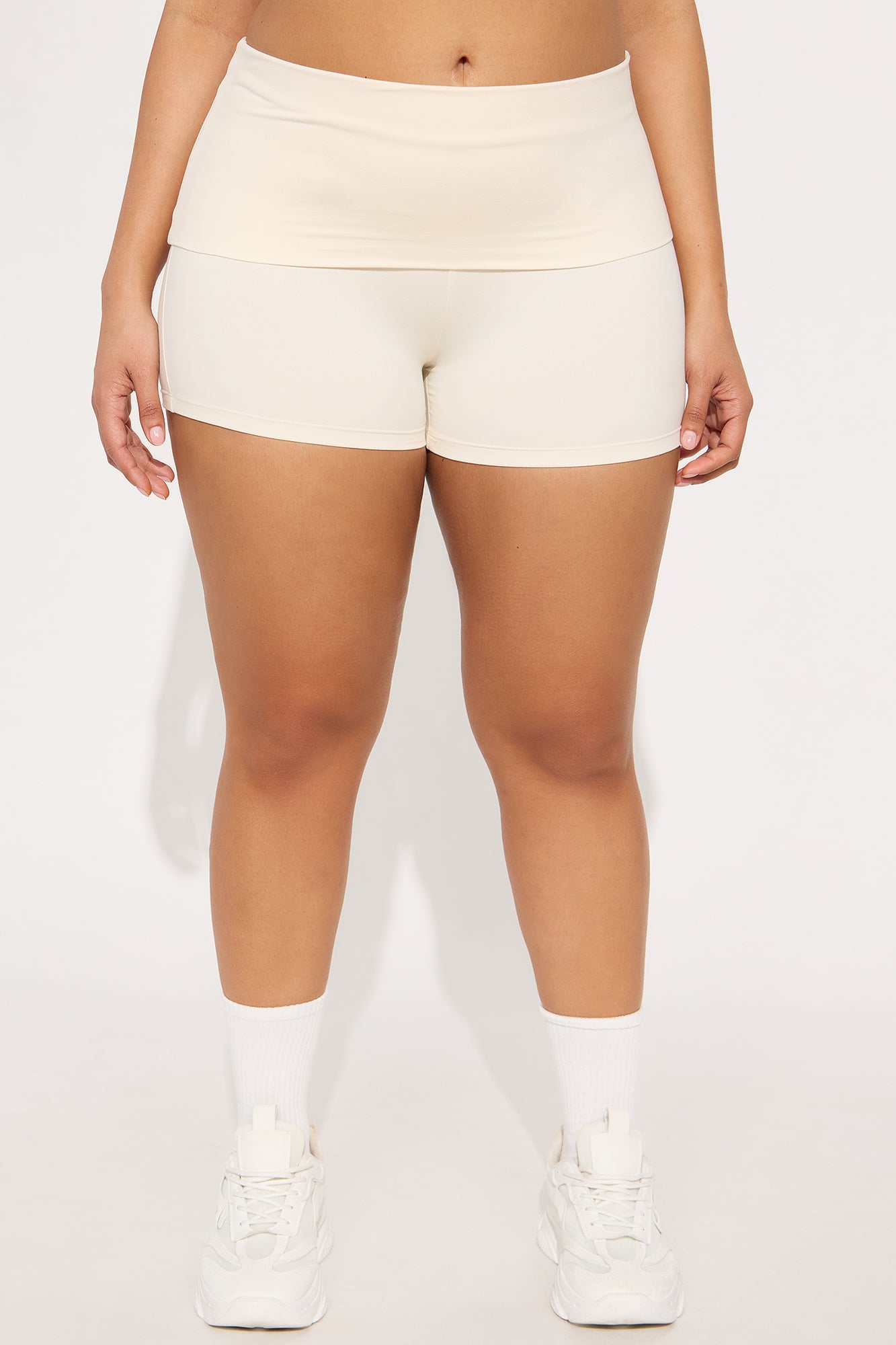 Calm And Collected Active Fold Over Short - Cream
