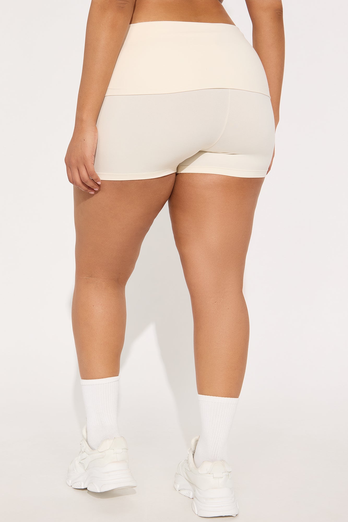 Calm And Collected Active Fold Over Short - Cream